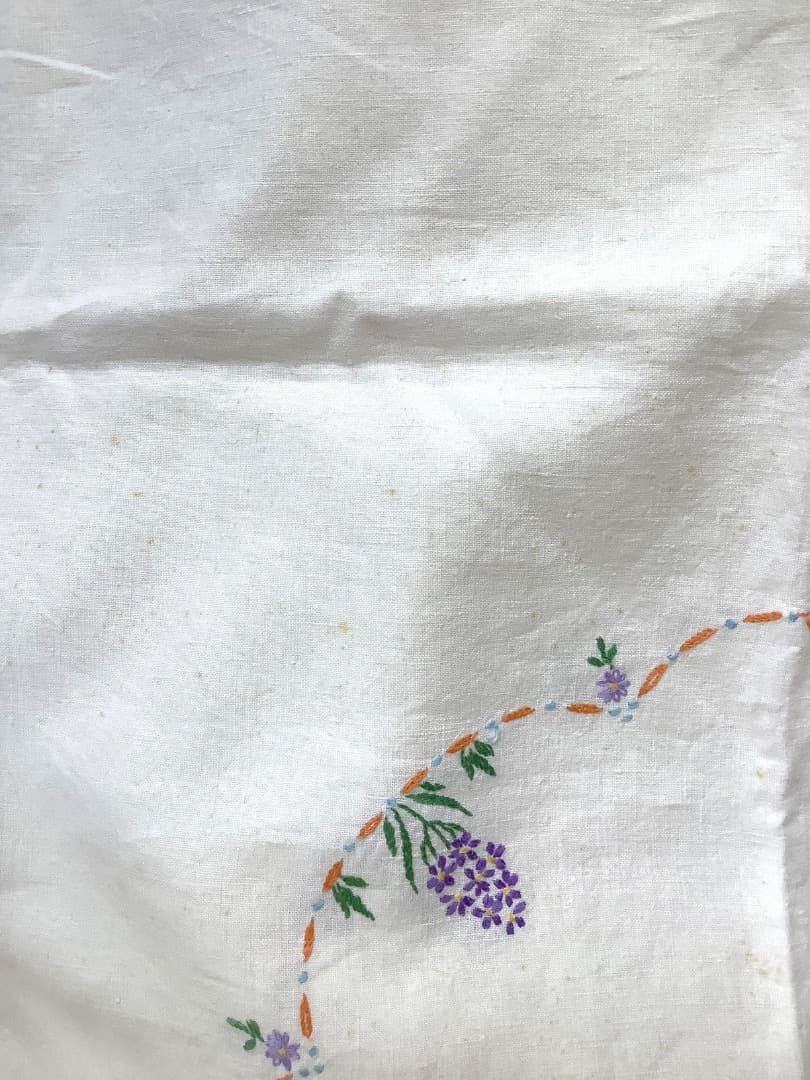 ヴィンテージ　手刺繍　テーブルクロス　イギリス製　B