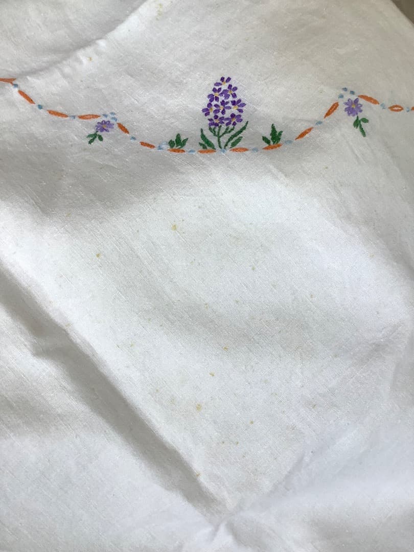 ヴィンテージ　手刺繍　テーブルクロス　イギリス製　B