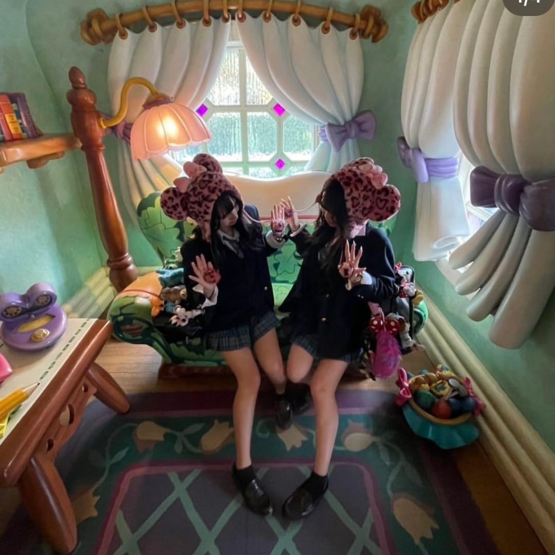 ミニー ヒョウ柄 ファー 帽子 ファンキャップ ピンク　制服 ディズニー　平成