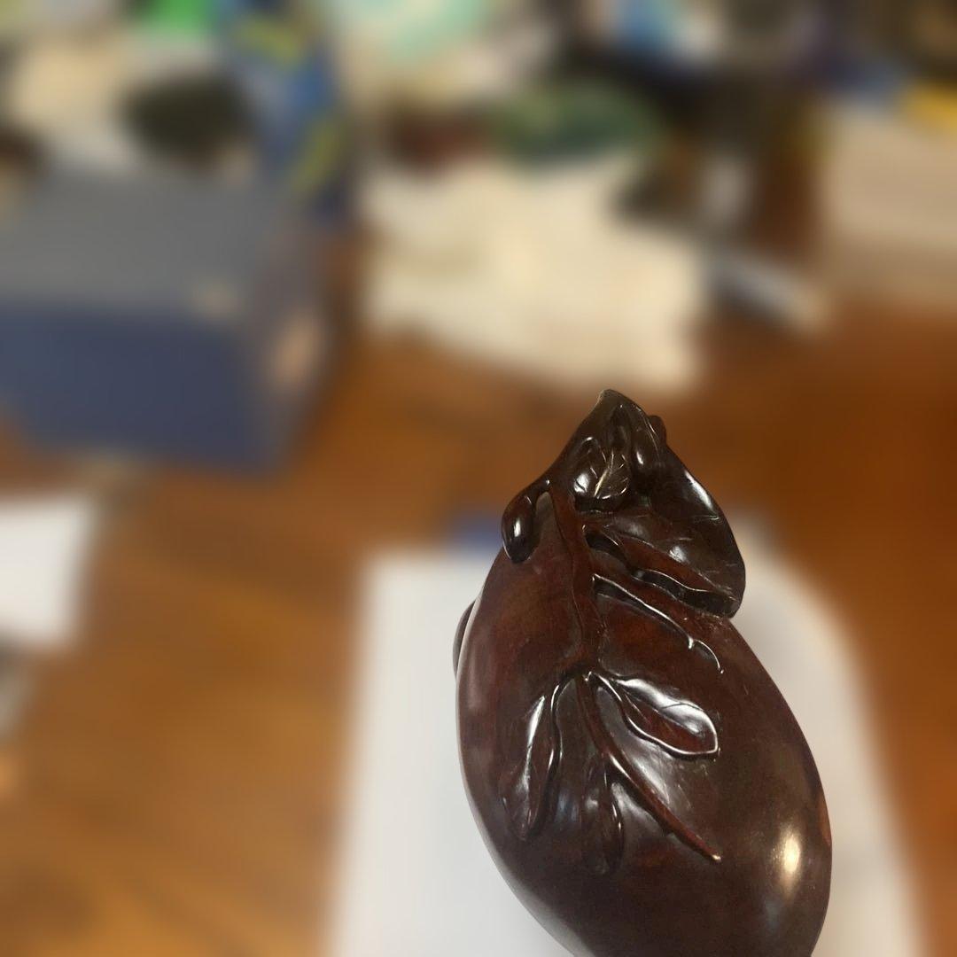 木製紫檀　茄子の香合　置物 紫檀　ダークブラウン