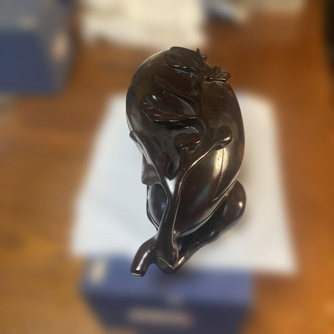木製紫檀　茄子の香合　置物 紫檀　ダークブラウン