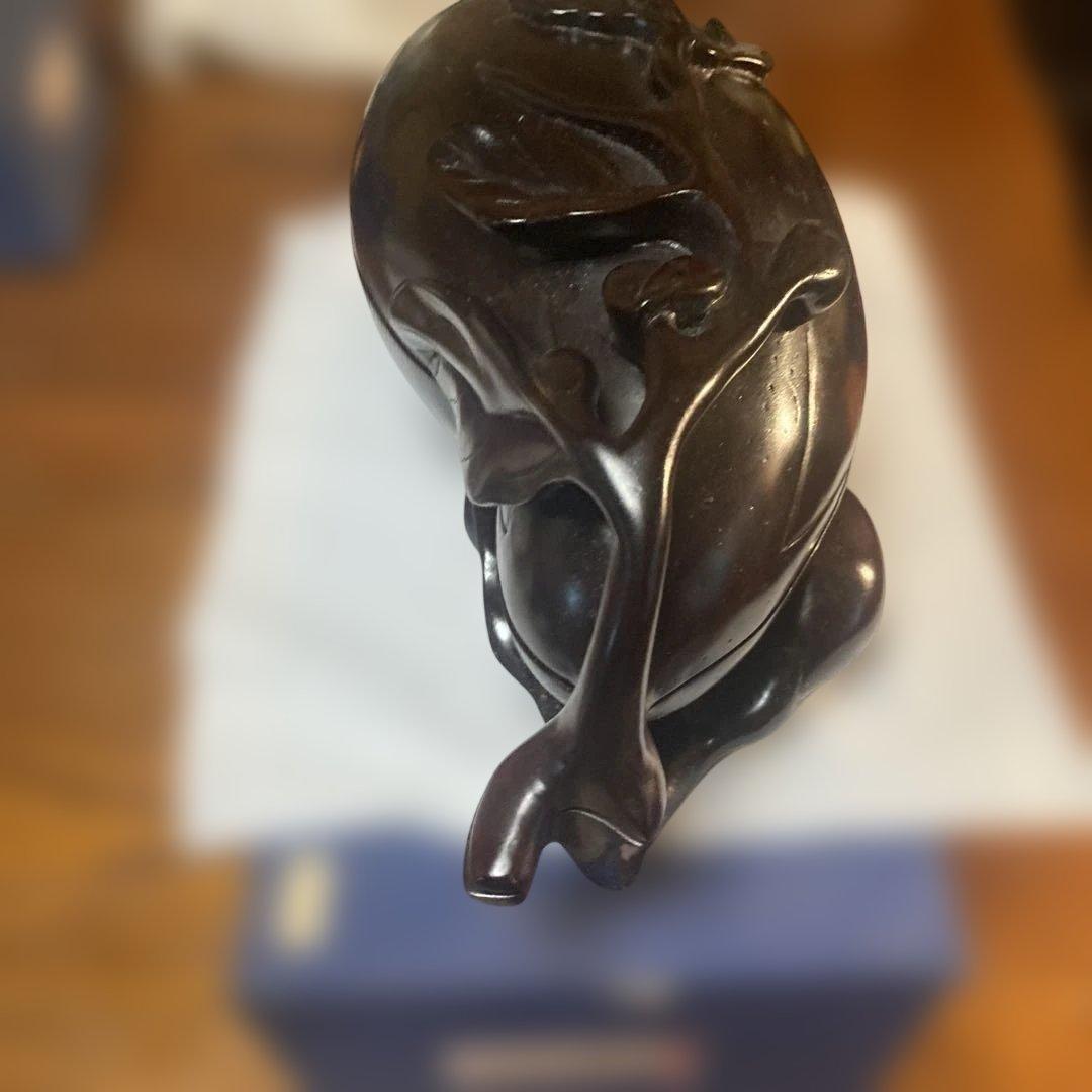 木製紫檀　茄子の香合　置物 紫檀　ダークブラウン