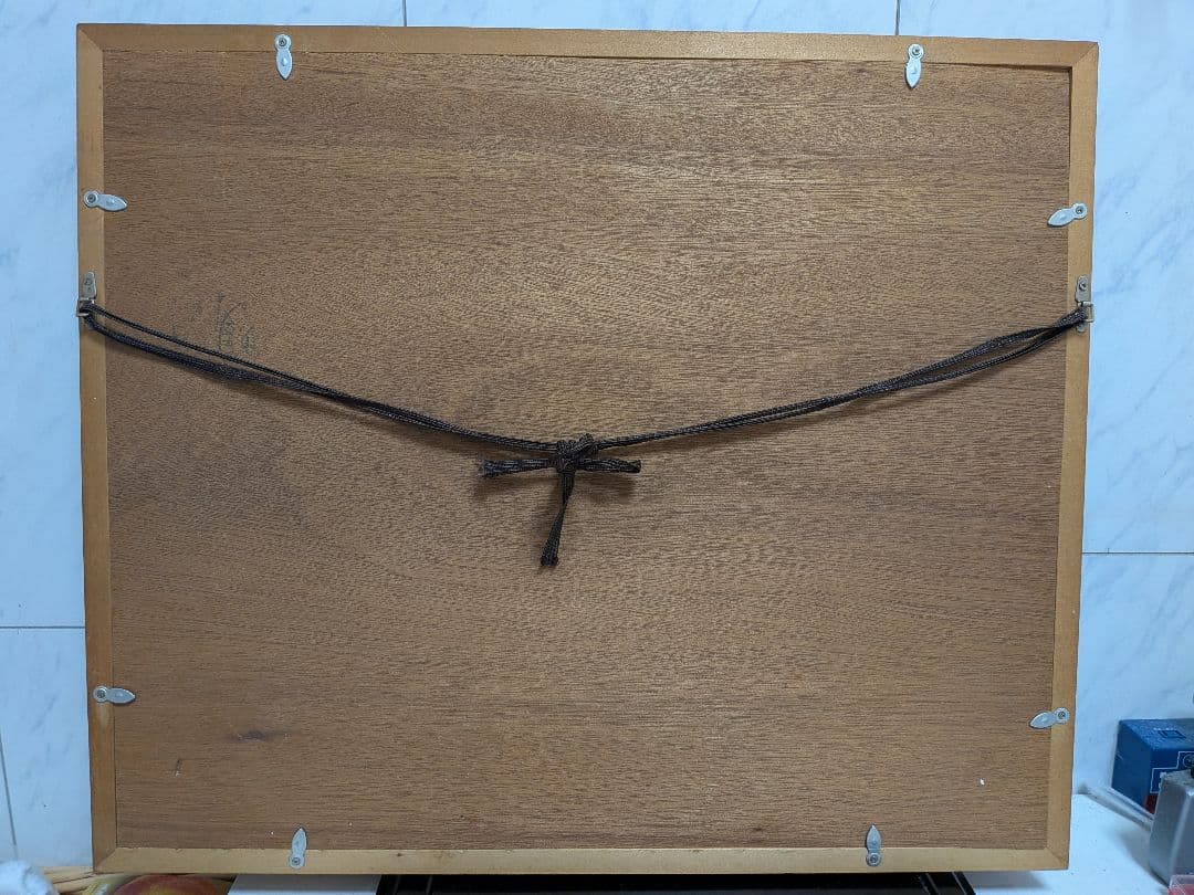 油絵「鮎２匹皿上並びにスダチ」昭和時代頃額サイズ横幅５７Ｘ縦４８Ｘ厚さ５額装品