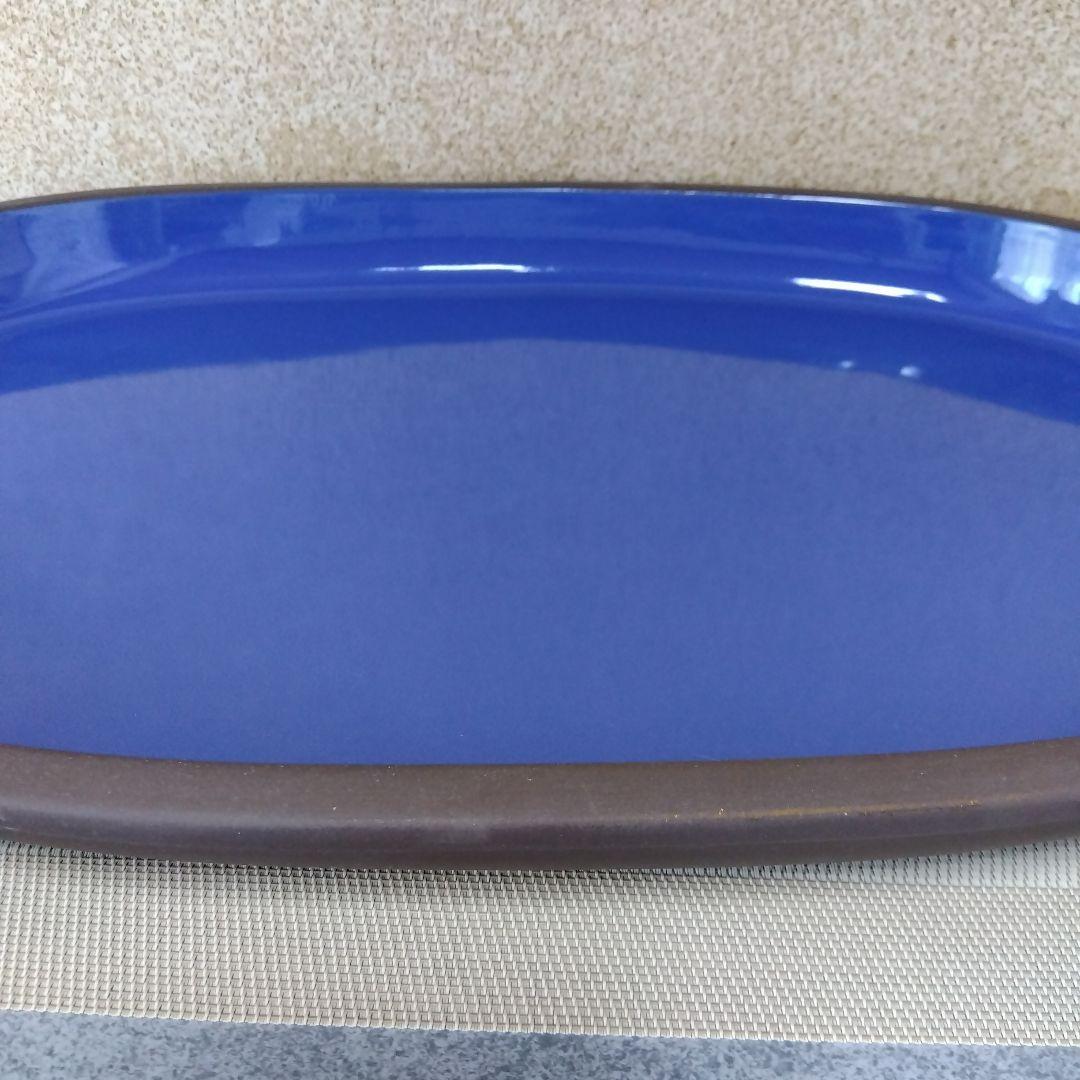 ★ 未使用品 小原流花器 烏泥小判型水盤 / 長径約62.5㎝