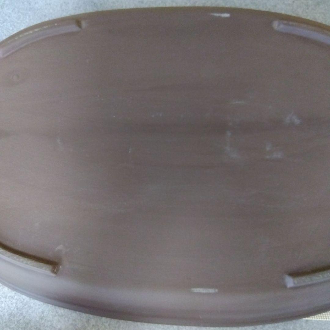 ★ 未使用品 小原流花器 烏泥小判型水盤 / 長径約62.5㎝