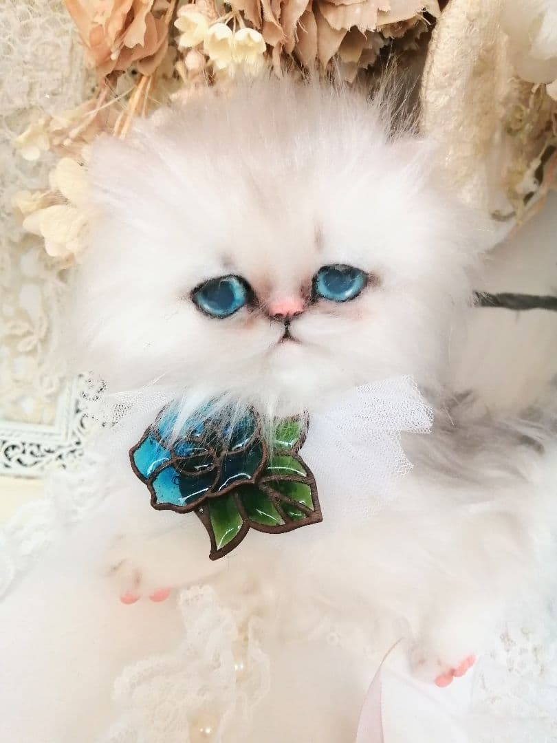 おっとり女の子♡ペルシャ子猫ちゃん♡アートドール♡ぬいぐるみ♡ネコ♡薔薇 ベビー