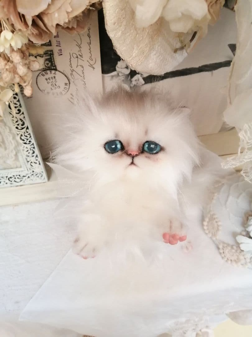 おっとり女の子♡ペルシャ子猫ちゃん♡アートドール♡ぬいぐるみ♡ネコ♡薔薇 ベビー