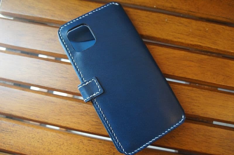 iPhone11 PRO MAX用国産サドルレザーのケース【ブルー】