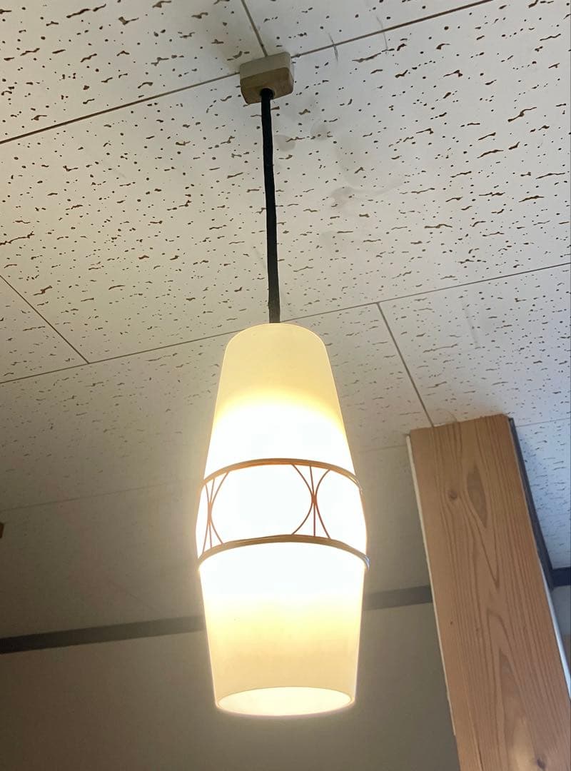 週末お値下げ✅当時物✅昭和アンティークNational松下電工/ミルクガラス電傘
