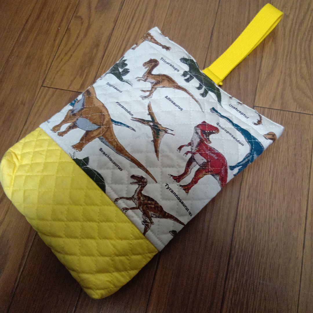 ハンドメイド　レッスンバッグ　セット　入園　入学　準備　キルティング　 恐竜