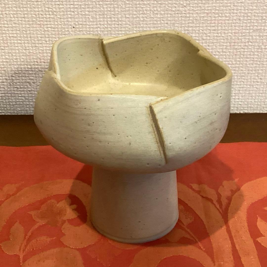 草月流花器 ベージュ系コンポート型 二種 ヴィンテージ