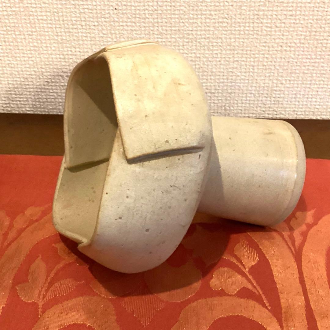 草月流花器 ベージュ系コンポート型 二種 ヴィンテージ