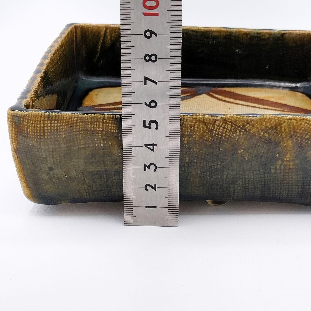 a213 古瀬戸 織部角鉢 加藤作助 茶道 古物