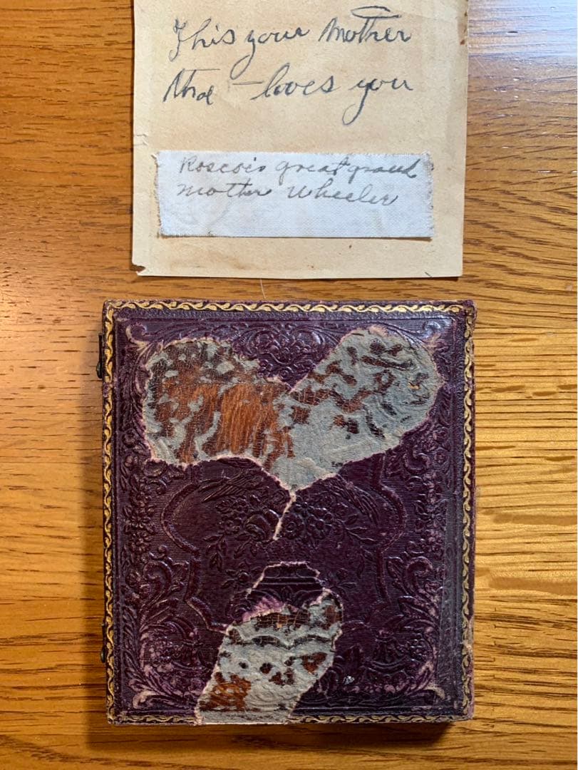 アンブロタイプ　アンティークフォト　ロット（2）夫と妻　面白い手書きのメモ付き。