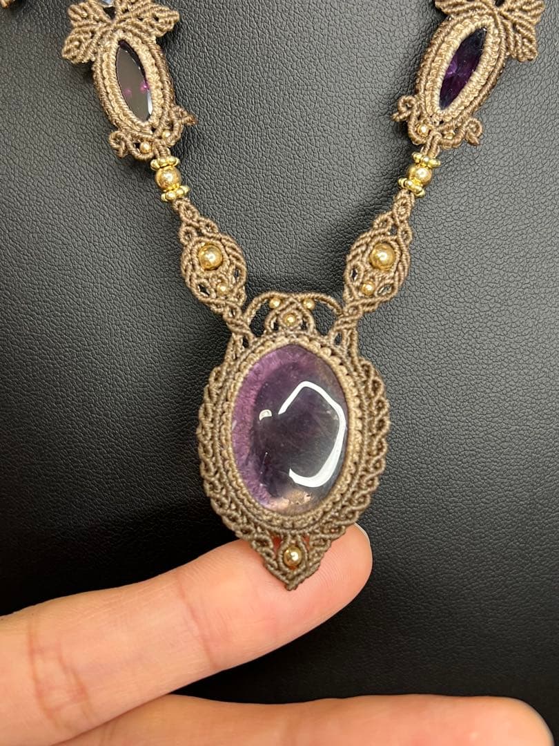 アメトリン×アメシスト マクラメジュエリー｜天然石ネックレス ピアス