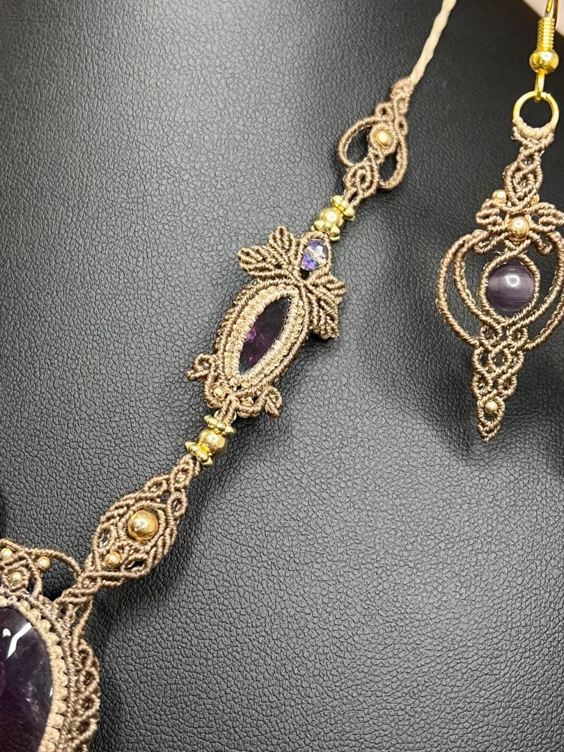 アメトリン×アメシスト マクラメジュエリー｜天然石ネックレス ピアス