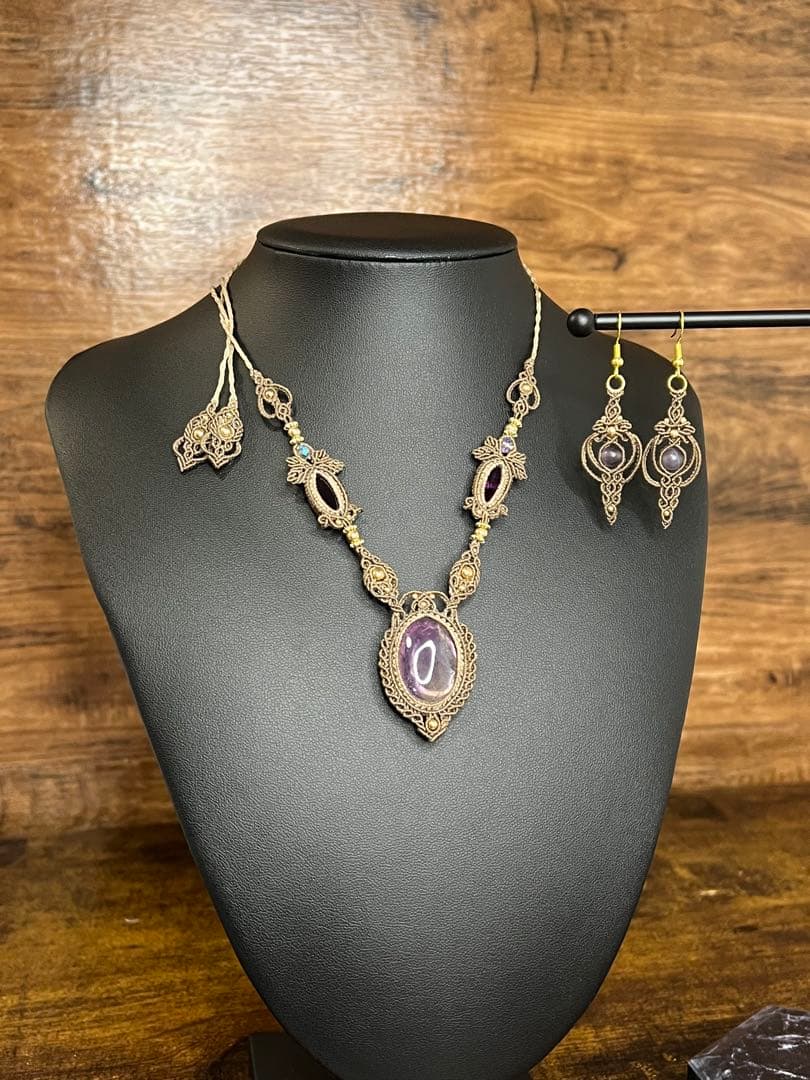 アメトリン×アメシスト マクラメジュエリー｜天然石ネックレス ピアス