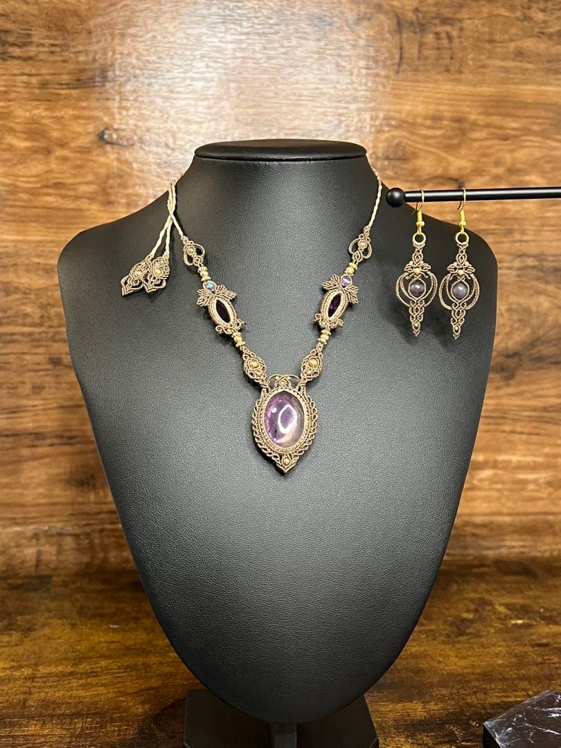 アメトリン×アメシスト マクラメジュエリー｜天然石ネックレス ピアス