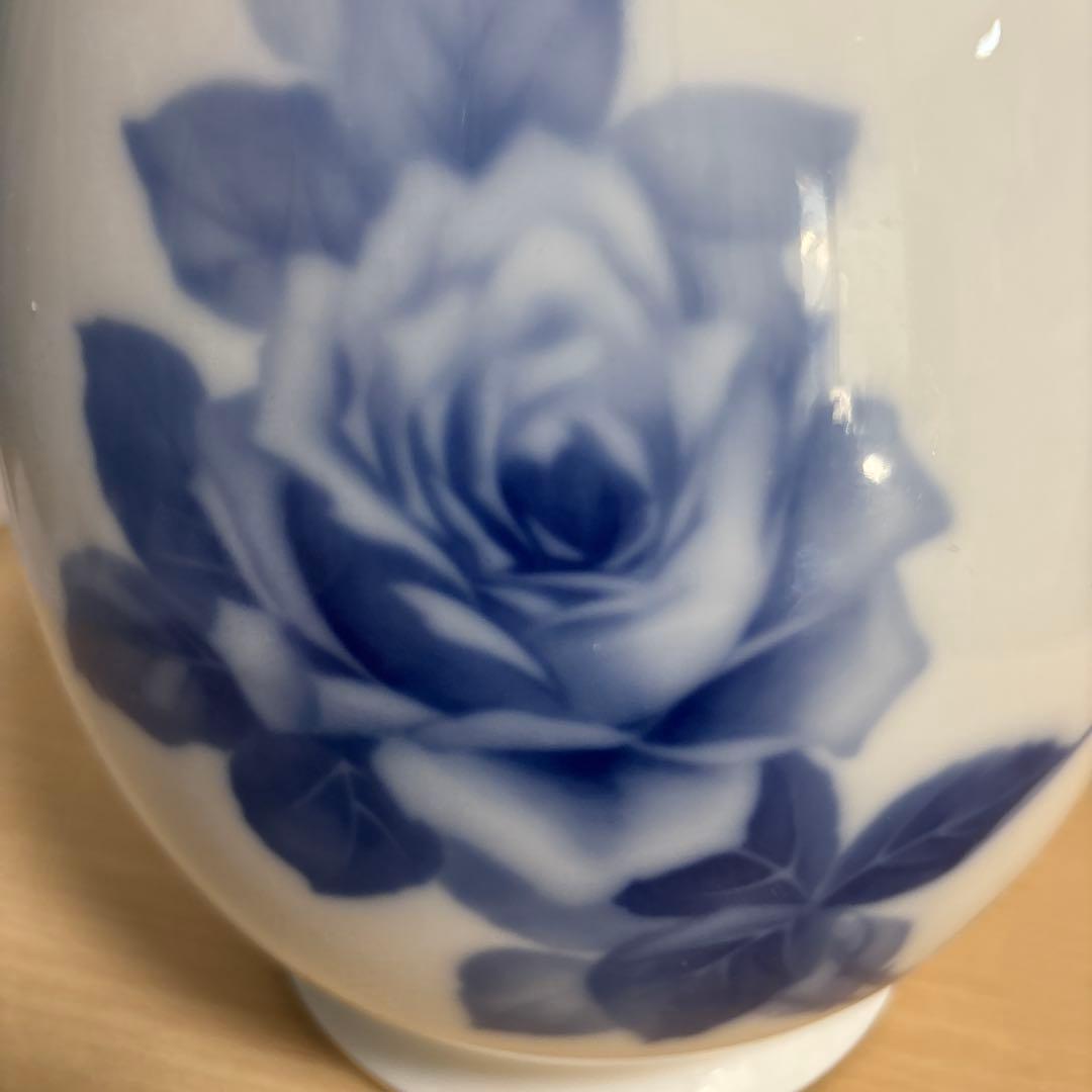 大倉陶園　OKURAブルーローズ　花器　花瓶　飾壺　青薔薇