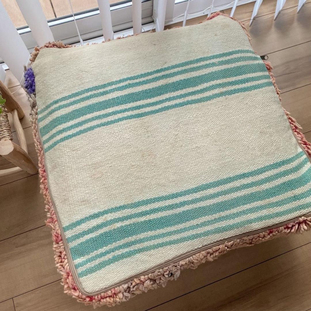 プフ ヴィンテージ 絨毯 手織りラグ クッションカバー ピローカバー