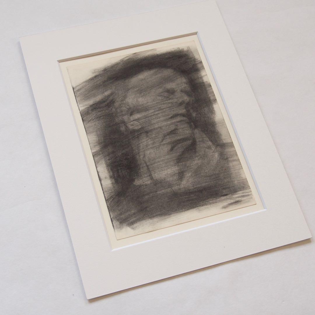 人物画 木炭 鉛筆 オリジナル作品 マット付き アート 絵画 ドローイング