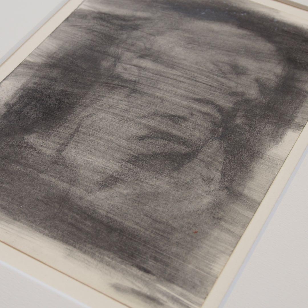人物画 木炭 鉛筆 オリジナル作品 マット付き アート 絵画 ドローイング