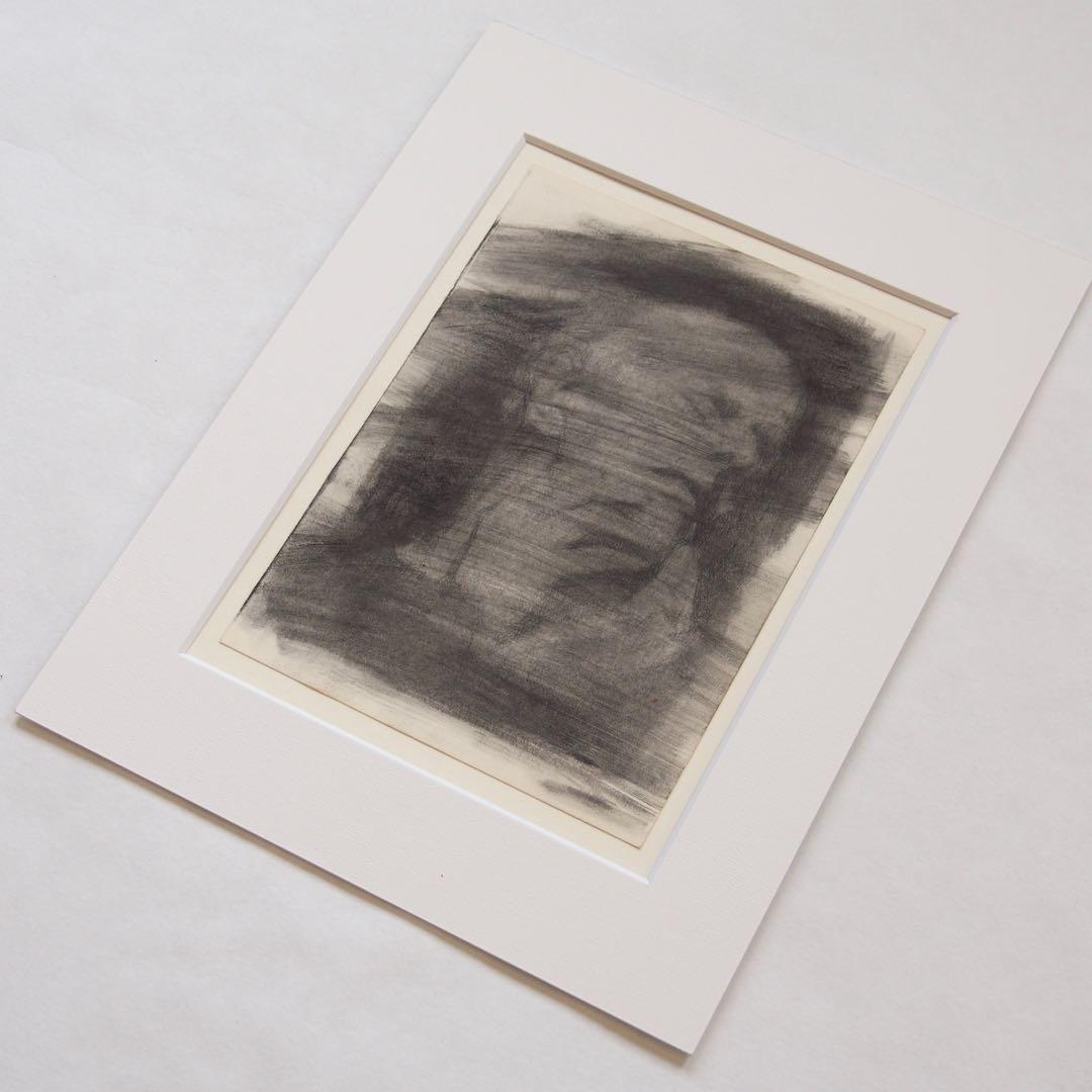 人物画 木炭 鉛筆 オリジナル作品 マット付き アート 絵画 ドローイング