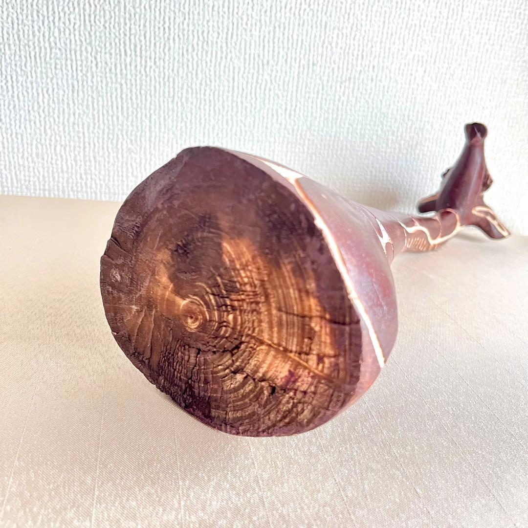 ★新品未使用 ★アフリカ製木彫りゼブラ柄のトレーと キリンのオブジェ