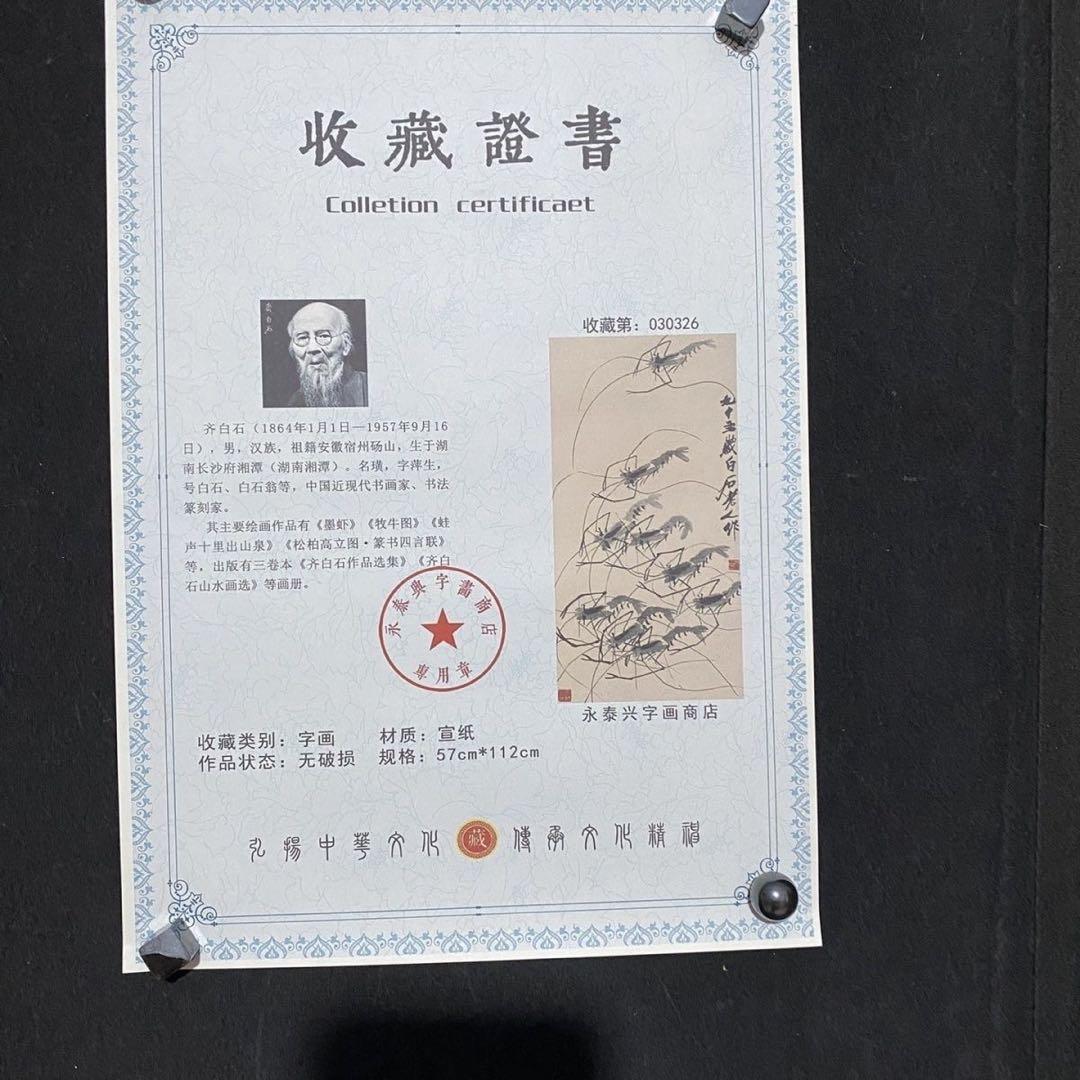 中国掛軸 斉白石 九蝦図 四尺中堂 掛け軸 中国画 水墨画 インテリア