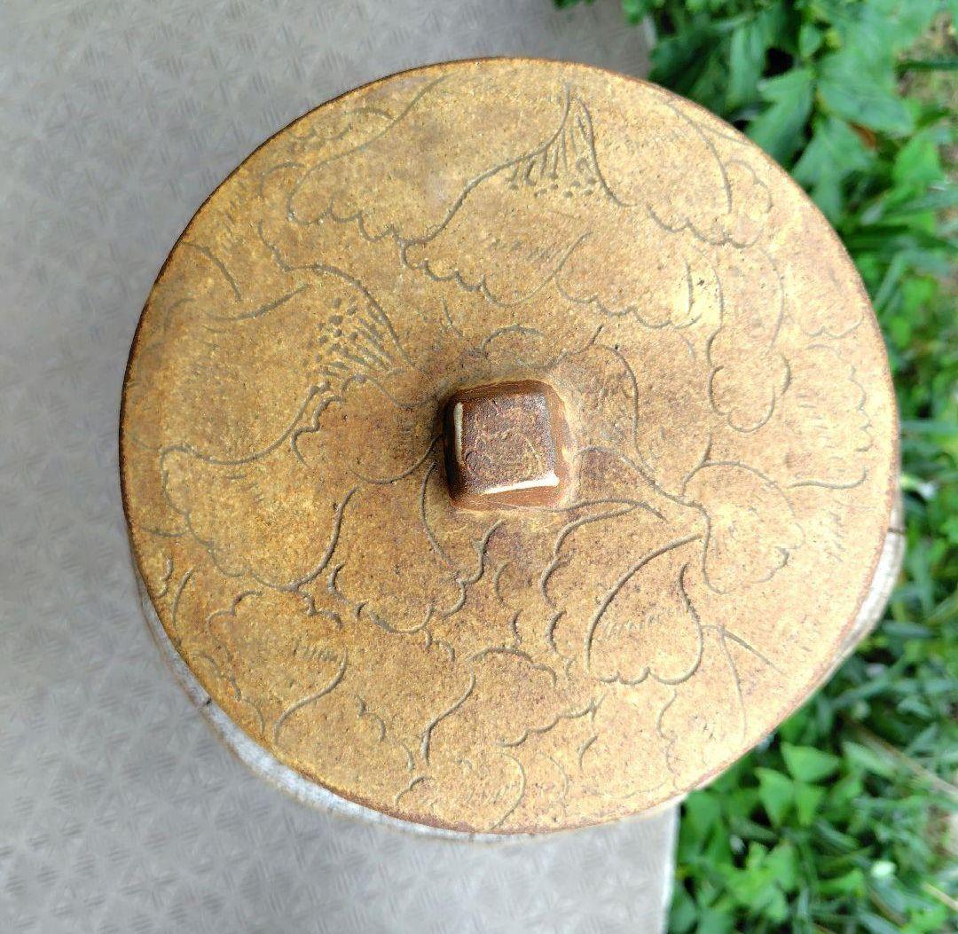 【作家物】一点物　蓋付き壺　蓋物器　菓子入れ　一点物　インテリア　飴色