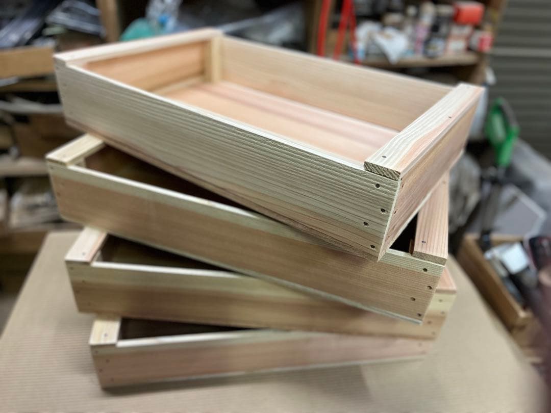 木製収納ボックス トロ箱4個セット新品