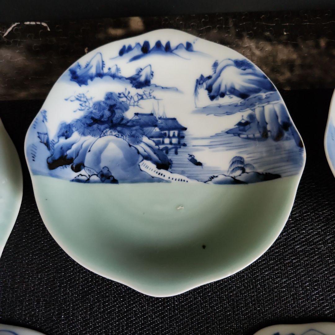 -32//w9　青磁　染付　掛け分け