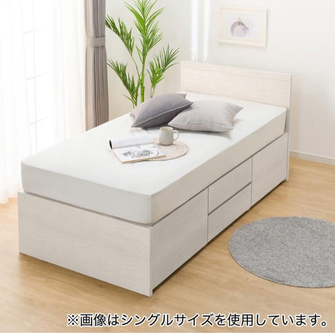 すのこシングルフラットヘッドボードチェストベッド➕マットレス　セット　現行品