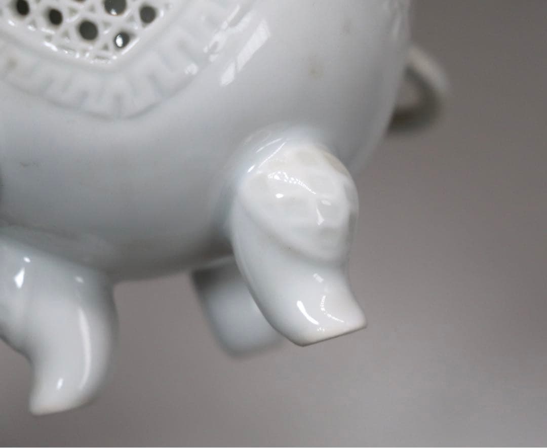 景泉作　白磁象耳香炉　共箱　茶道具　送料込み1005