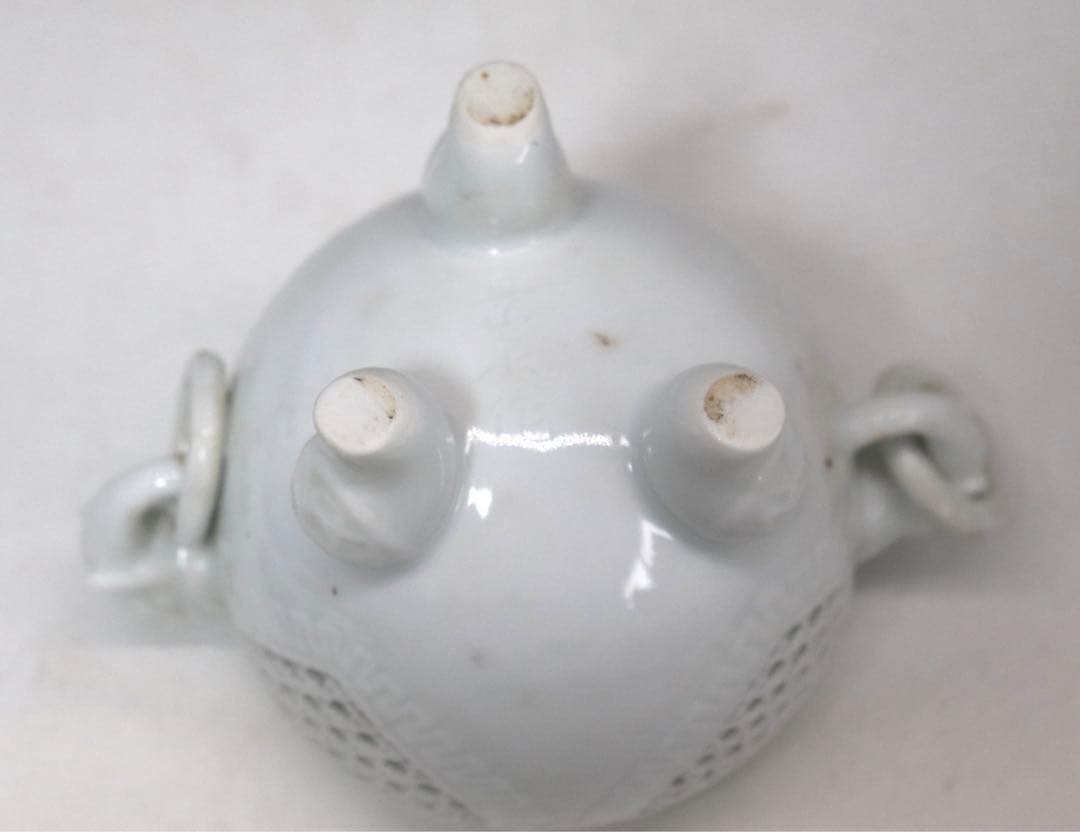 景泉作　白磁象耳香炉　共箱　茶道具　送料込み1005