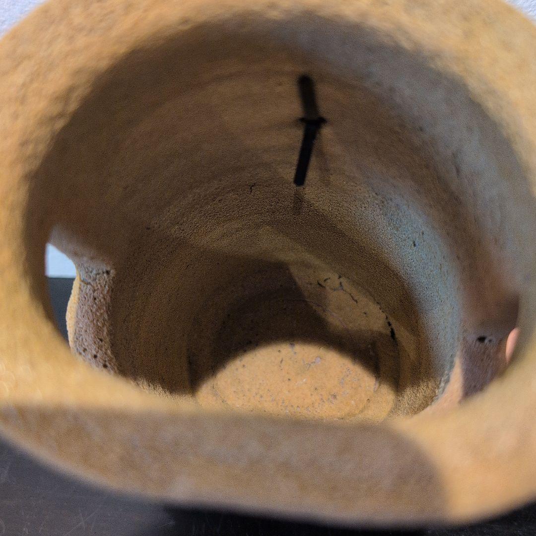 黄瀬戸一重切　掛花生　安藤日出武造　共布　共箱