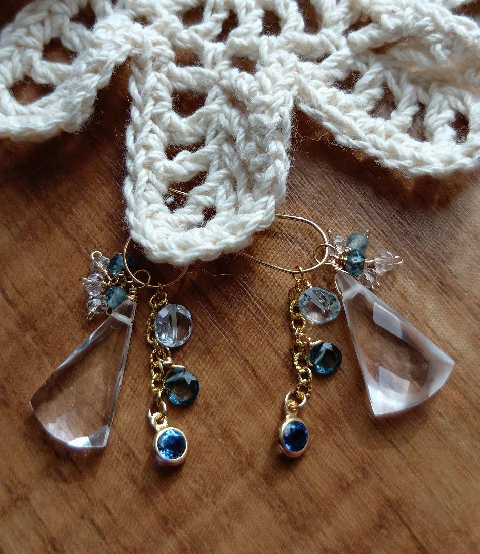 589/14kgf一点物ロンドンブルートパーズ×カイヤナイト×クリスタルチャーム