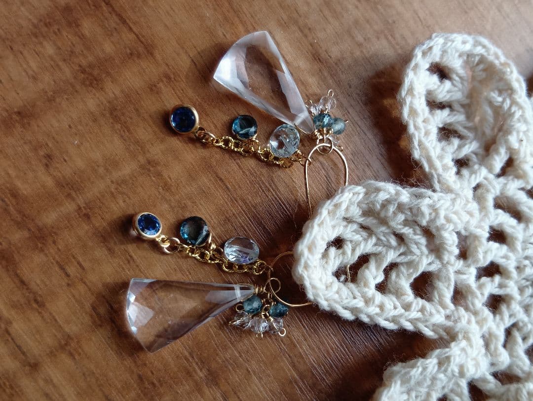 589/14kgf一点物ロンドンブルートパーズ×カイヤナイト×クリスタルチャーム