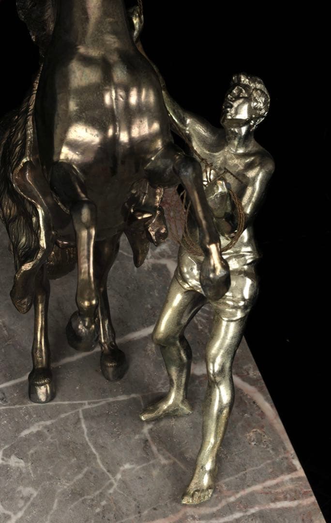 【西洋刻美術】フランス作家 金属彫刻像 『Marly horse マルリーの馬』