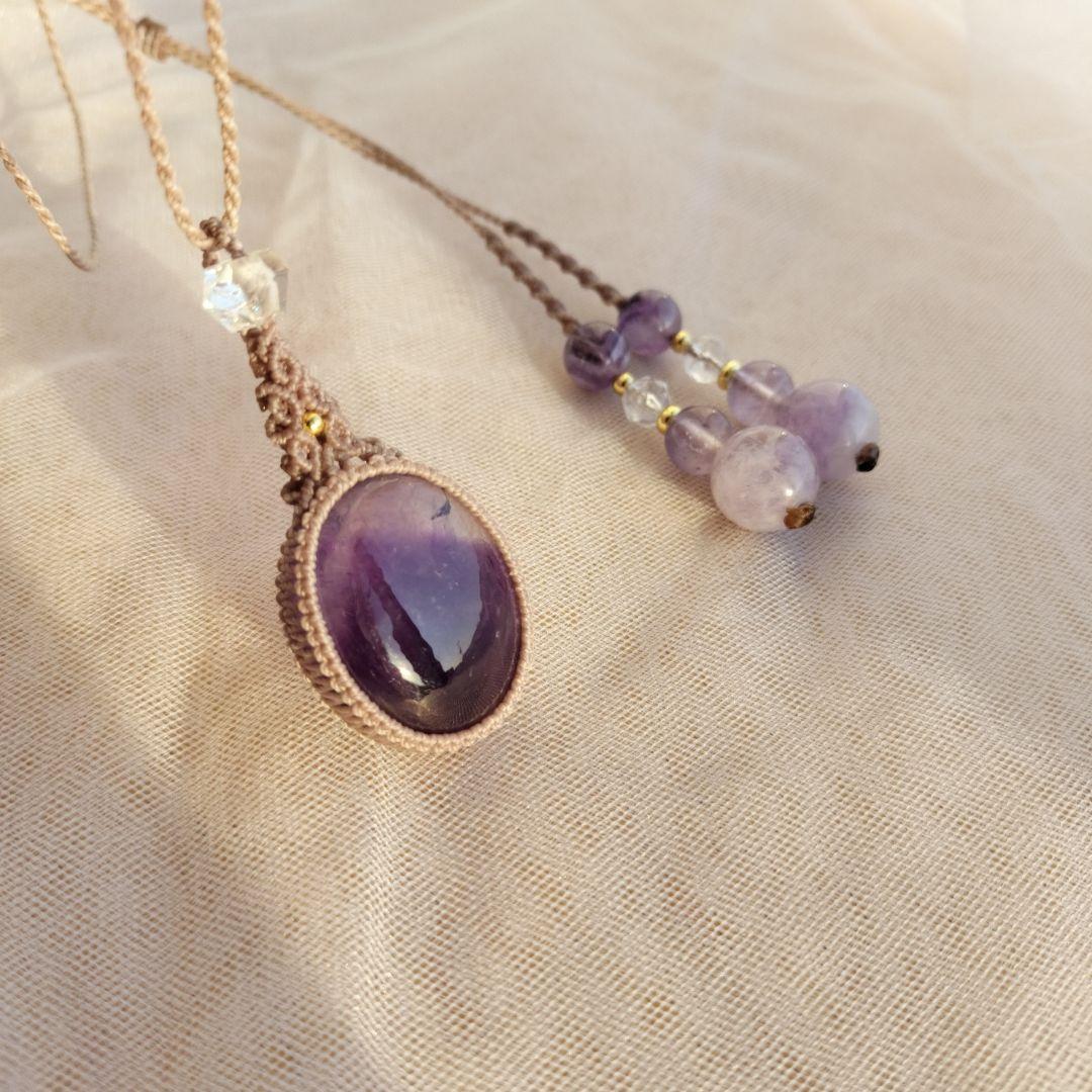 ファントムアメジスト　マクラメ編みネックレス他1点同梱