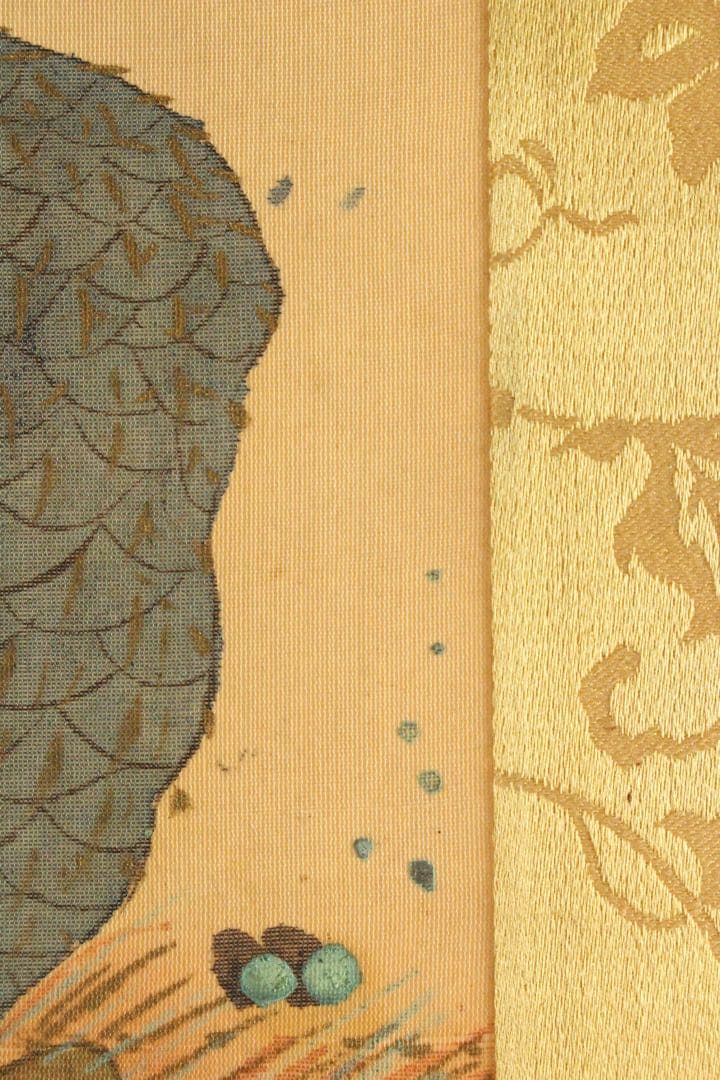 No4514 掛軸　山元春挙　旭双孔雀図　彩色絹本　日本画　花鳥画　送料無料