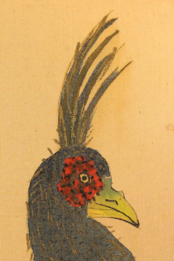 No4514 掛軸　山元春挙　旭双孔雀図　彩色絹本　日本画　花鳥画　送料無料
