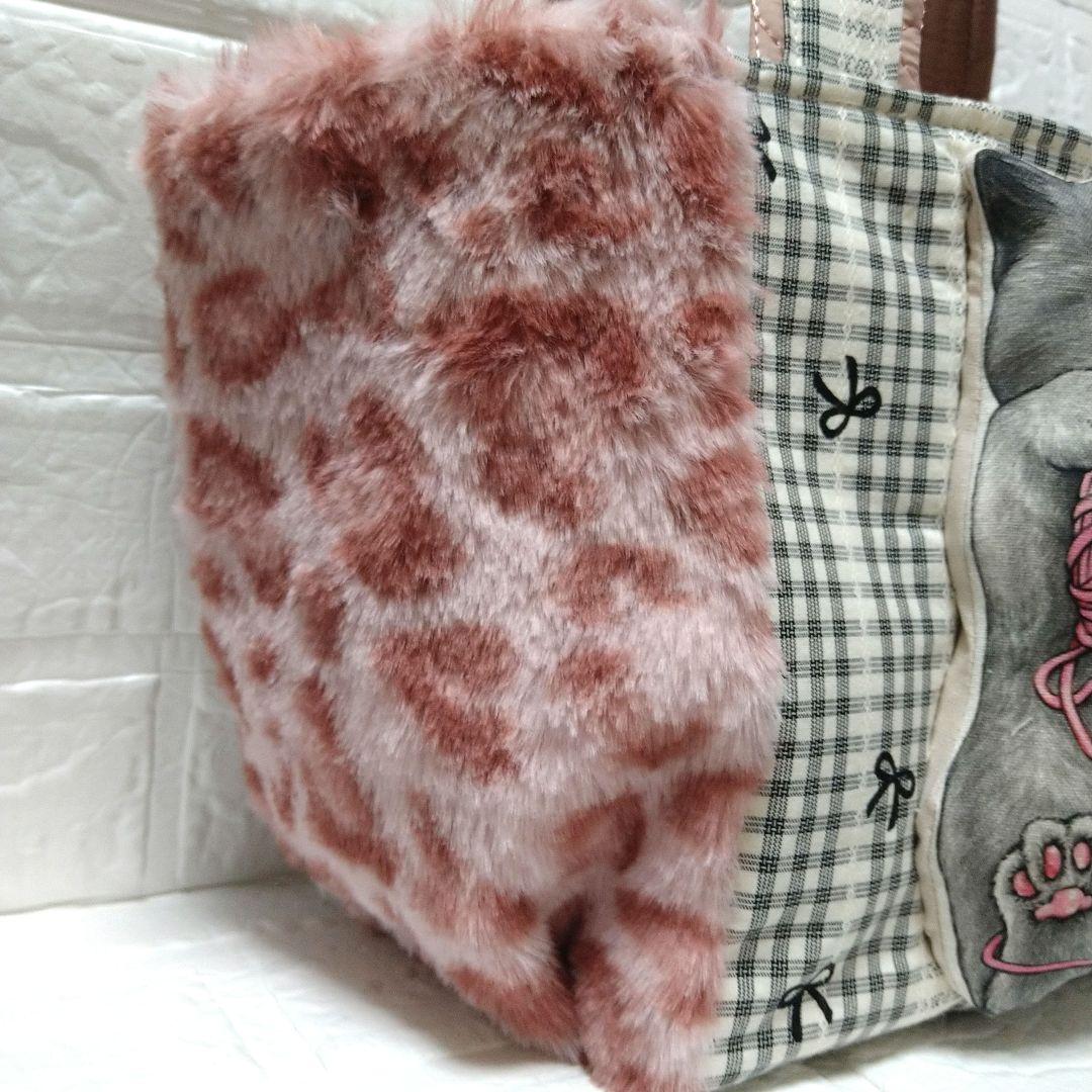 ゆ*ら様 コヤンイサムチョン☆ころりんトートバッグ　チェックリボン＆ヒョウ柄ボア