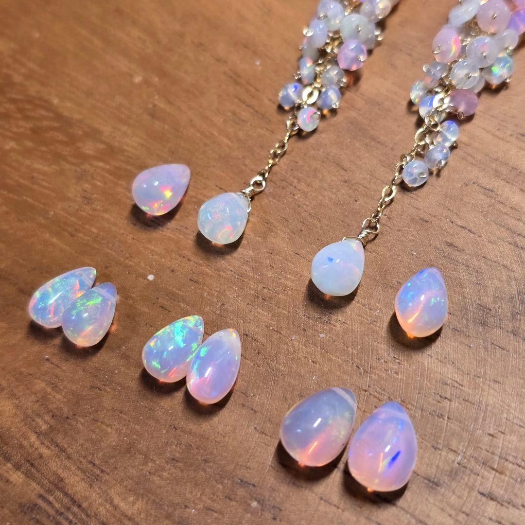 14kgfピンクカラーオパールサイズグラデーションピアスvegagift