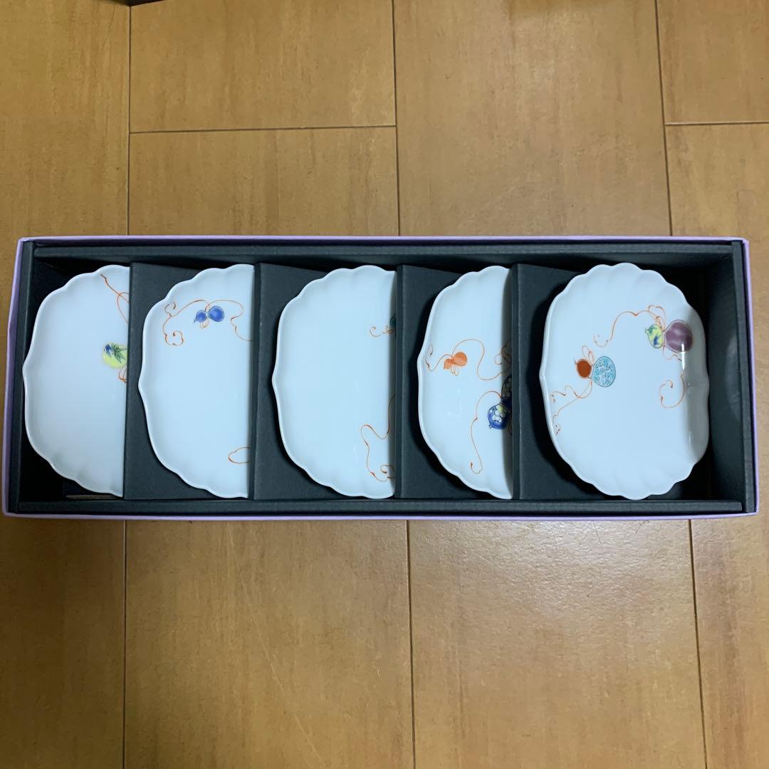 【値下げ】深川製磁 小鉢 花ひょうたん 皿 箱付　5皿セット　新品未使用