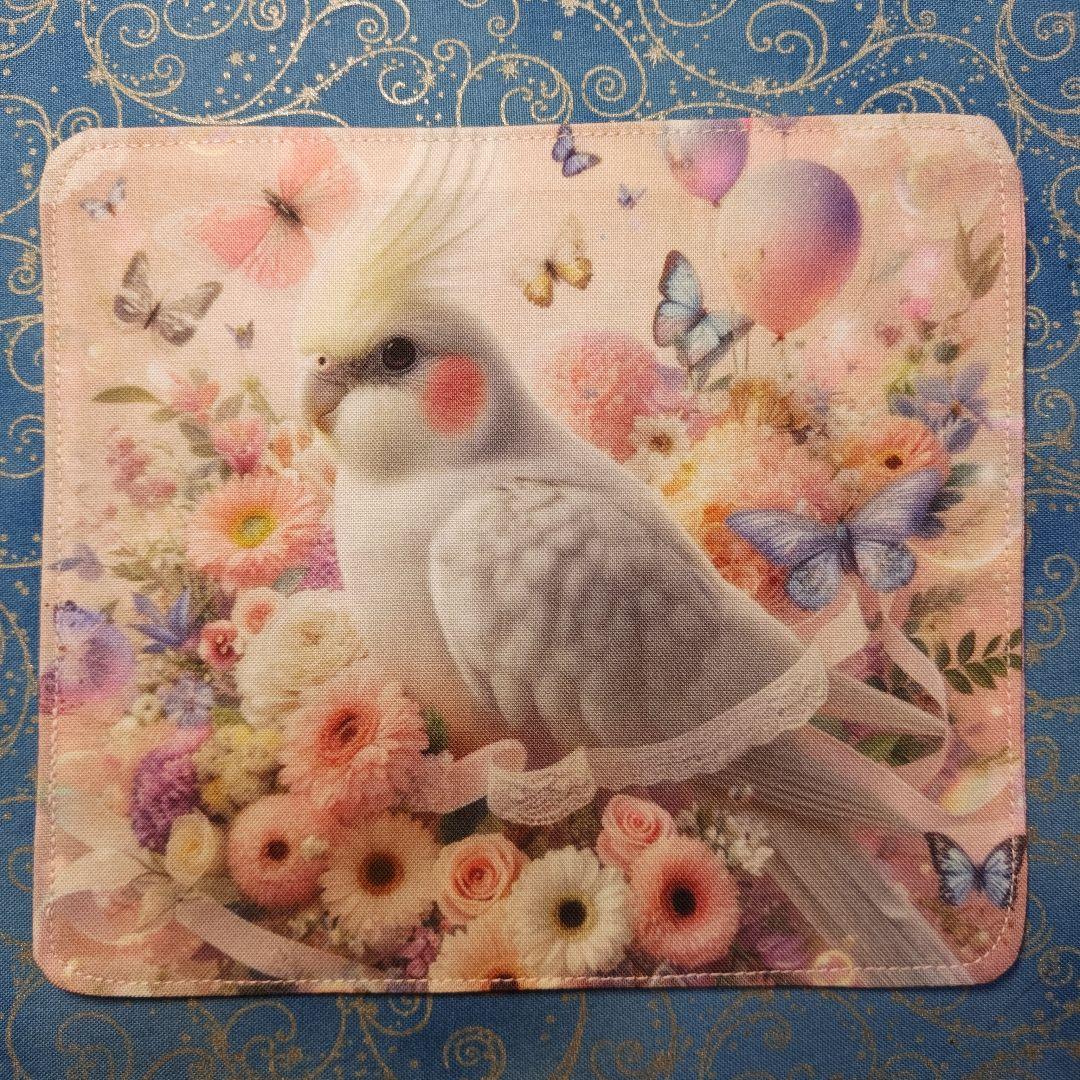 もも＆まりん　804 ハンカチ　インコ柄