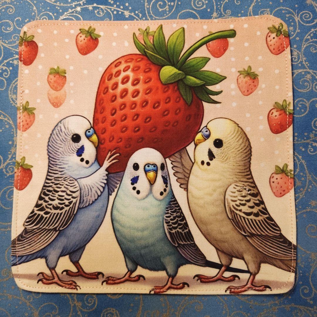 もも＆まりん　804 ハンカチ　インコ柄