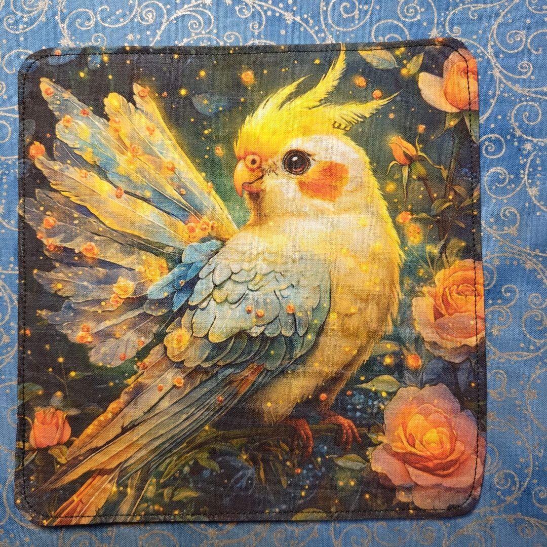 もも＆まりん　804 ハンカチ　インコ柄