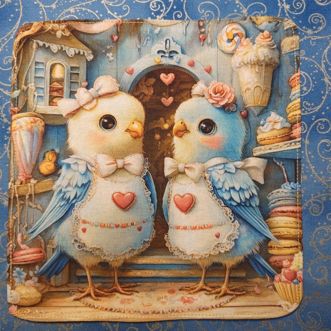 もも＆まりん　804 ハンカチ　インコ柄