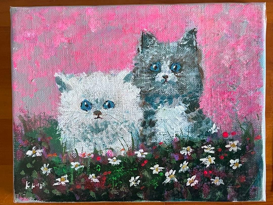 F0油彩画、子猫、藤井康二、絵画、猫